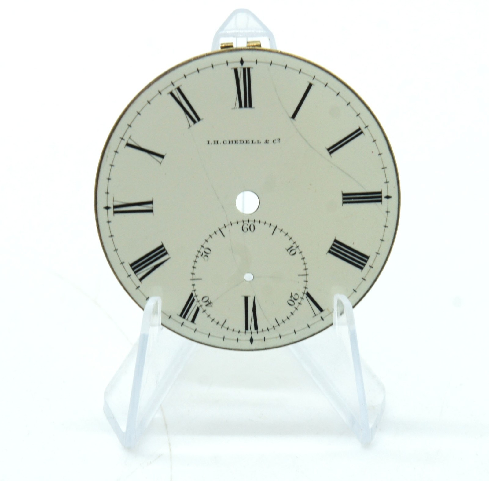 42 mm VINTAGE FUSEE POCKET WATCH DIAL I.H. CHEDELL ROMAN NUMERALS