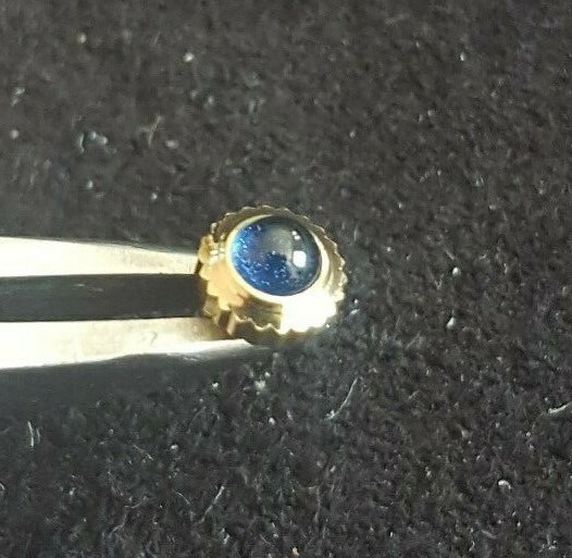 Longines Gold Plated Crown With Blue Cabochon Stone, Part Number KHOR