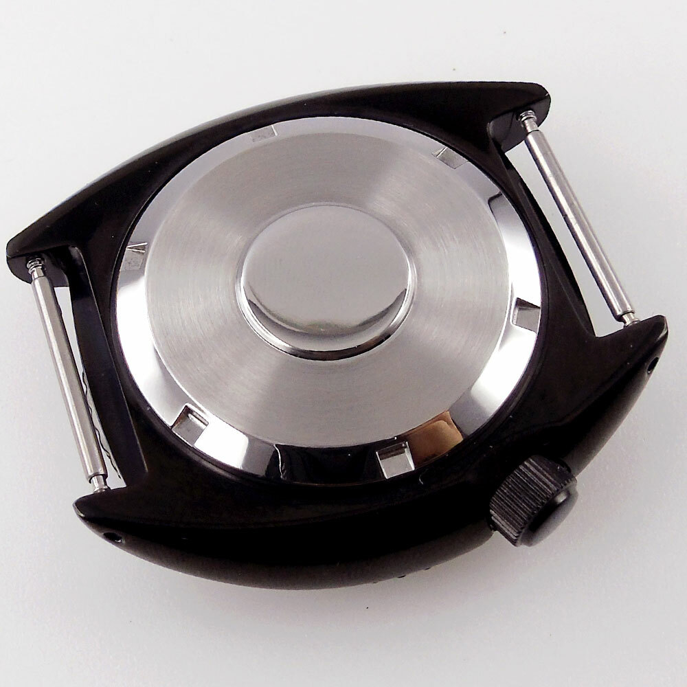 45mm Sapphire Watch Case For NH35/NH36 Chapter Ring Silver/Black Aluminum Bezel