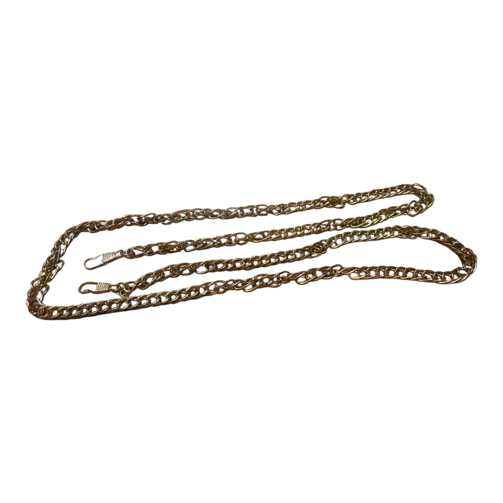 VINTAGE 42 INCH NECKLACE POCKET WATCH CHAIN,YELLOW GOLD TONE, NICE C1