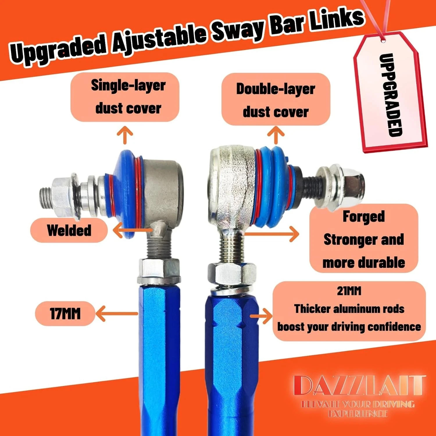 Adjustable Sway Bar End Links 200mm-250mm Universal M10 Stud & 12mm Spacer