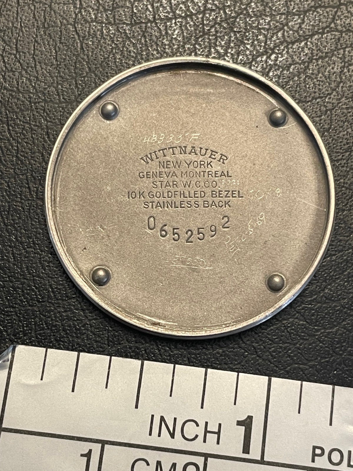 Vintage 1950s Wittnauer Star Watch Co. CASE BACK ONLY Stainless Steel 11 ES 29mm