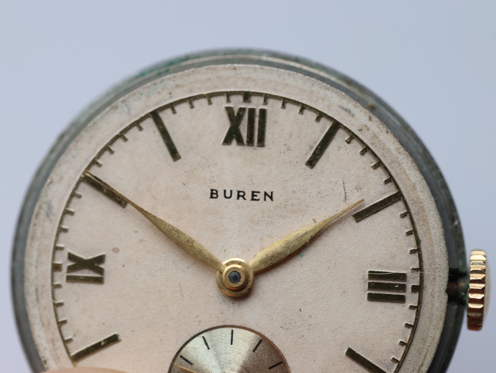 VINTAGE BUREN Watch Movement Swiss 29.3mm Sub-Seconds Dial Parts / Repair