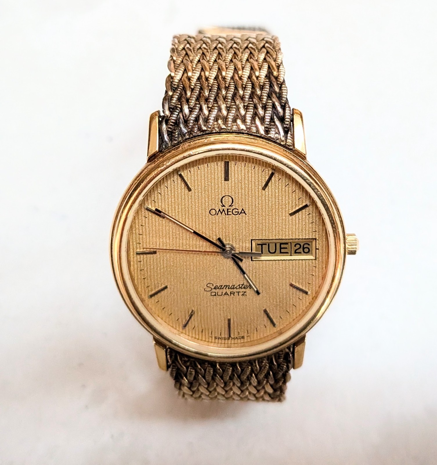 Vintage Omega Seamaster Quartz 1437–Gold Plated–Clean Dial–For PARTS OR REPAIR