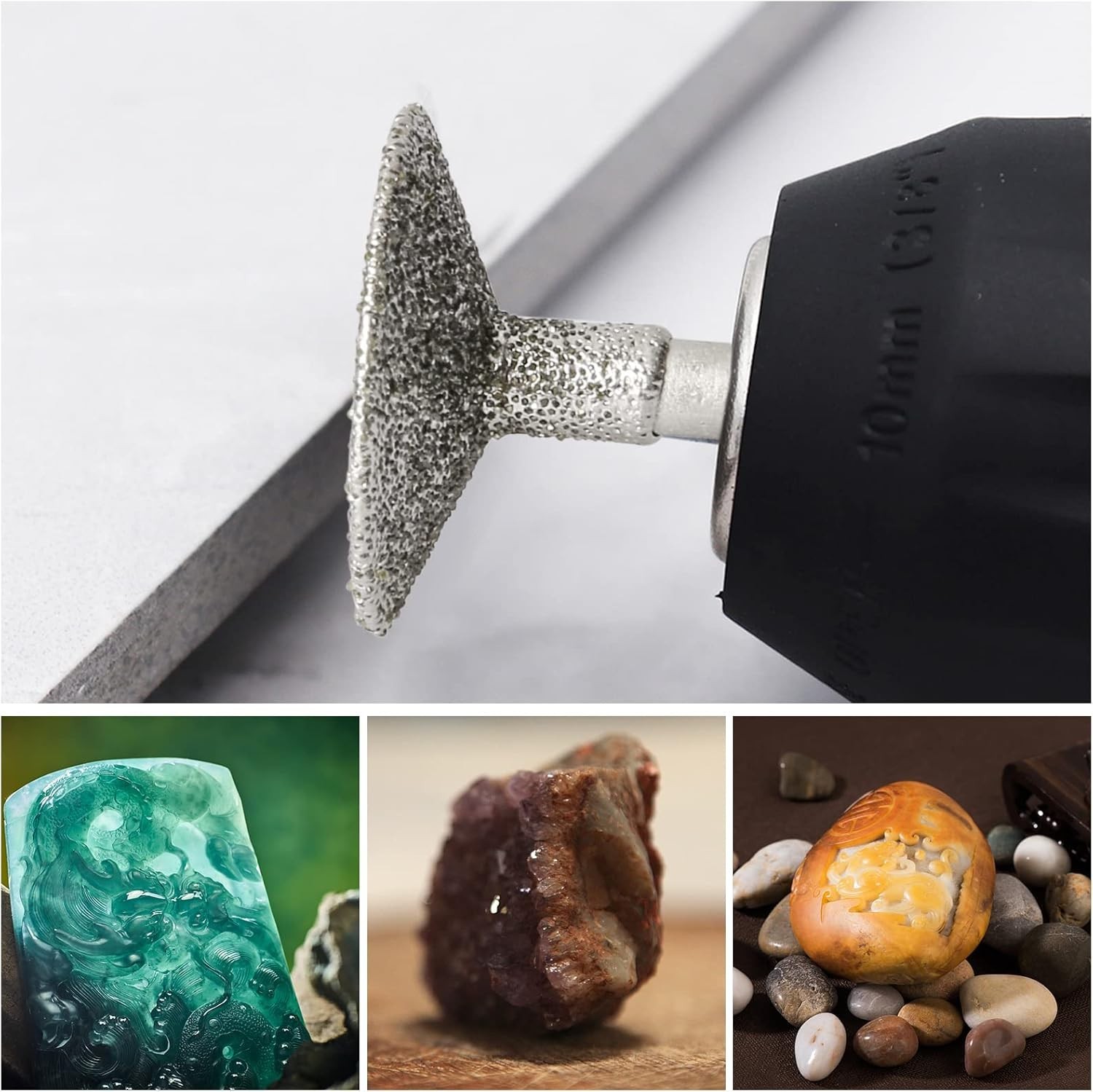 HOMEIDOL 17PCS Diamond Burr Bits Stone Carving Kit for Rotary Tools