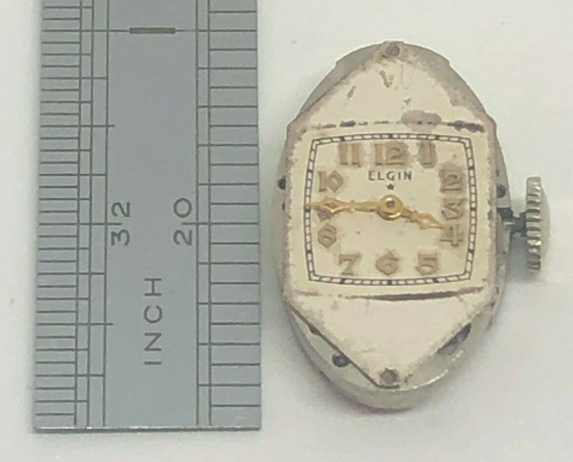 Elgin Movement 17 Jewels White Dial Gold Markers Gold Hands Original Steel Crown