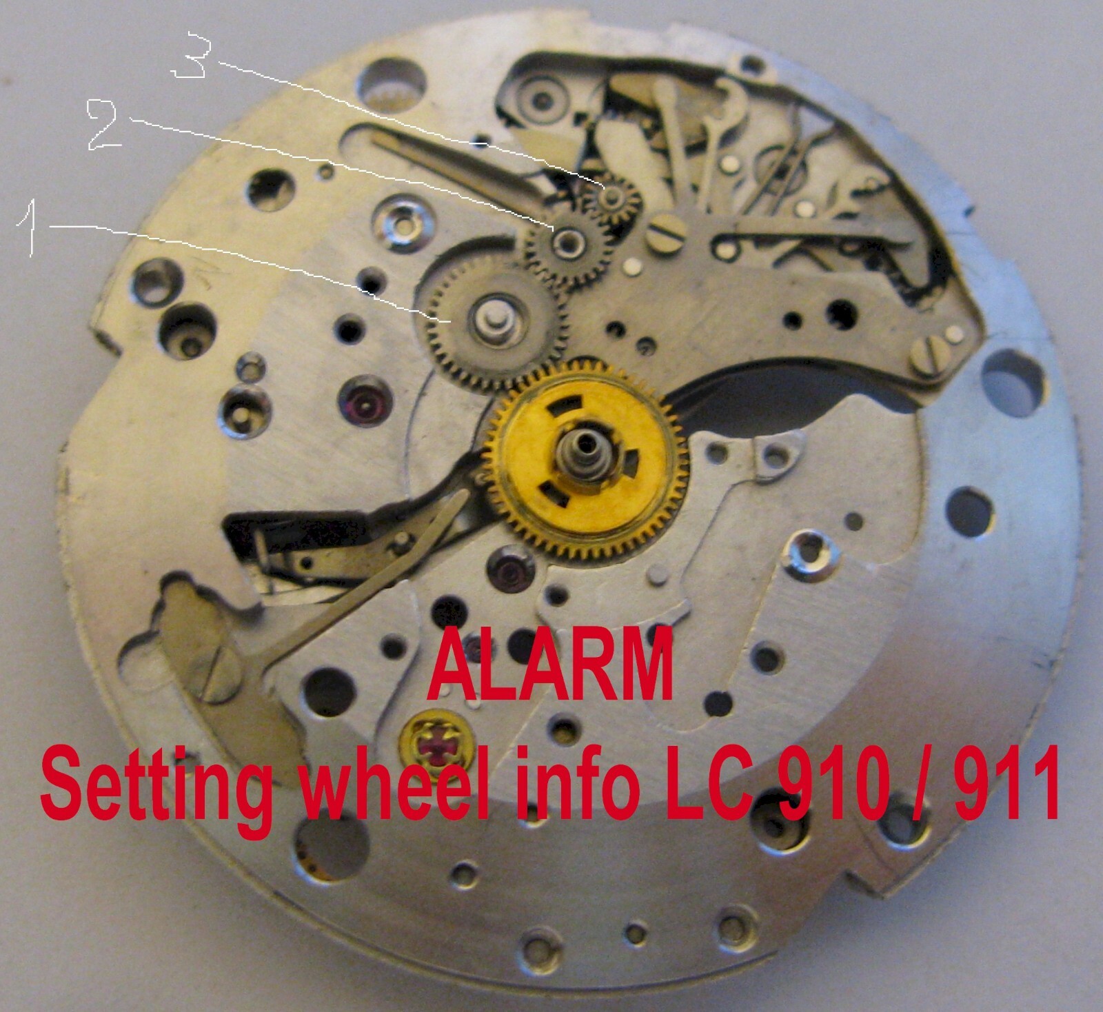 vintage LeCoultre 910 & 911 watch movement part Alarm setting wheel 2