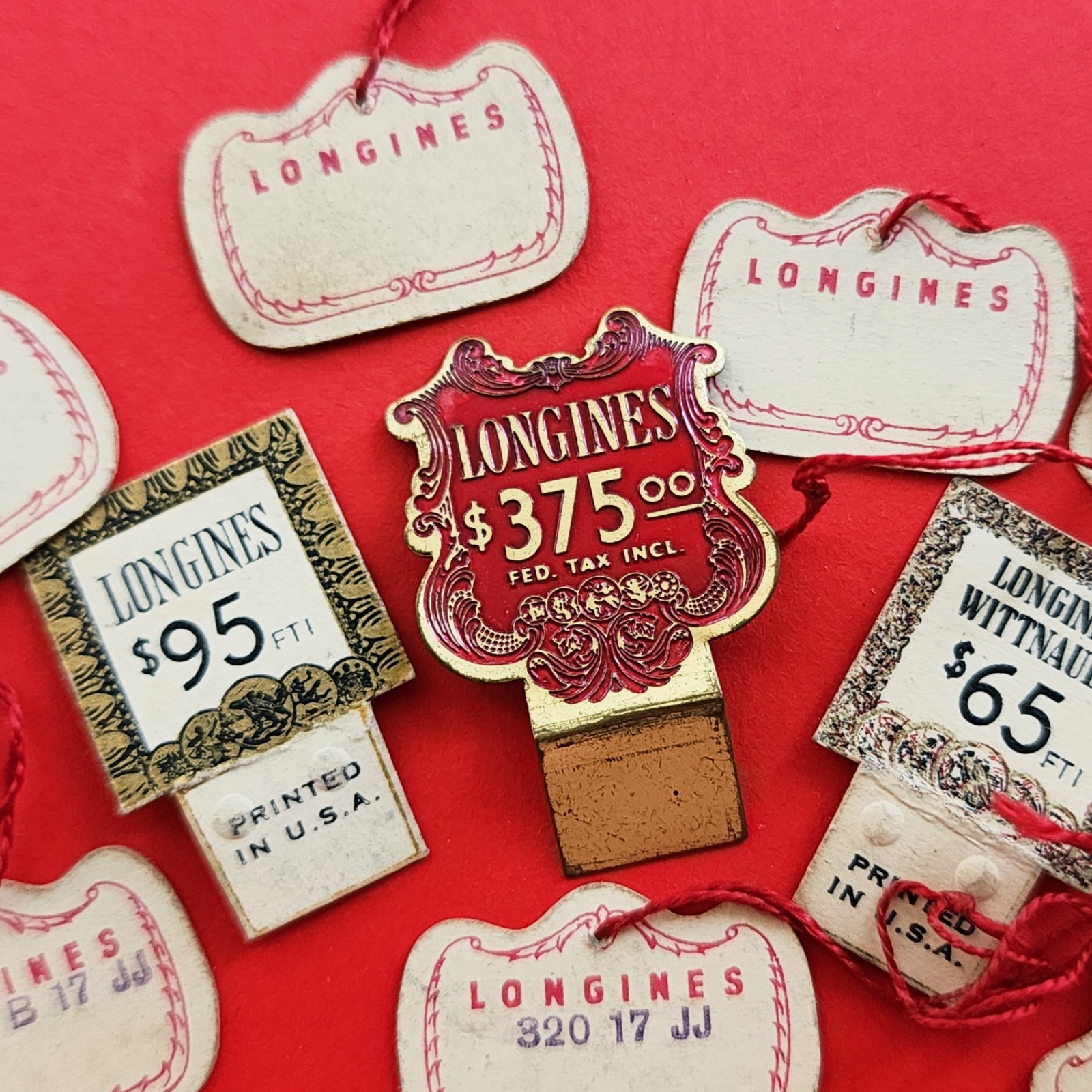 Longines Watch Hang Tag Lot Vintage Display Store