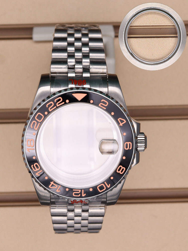 40mm Watch Case Bracelet GMT Mod 316L Steel Sapphire For Seiko NH34 NH35 NH36