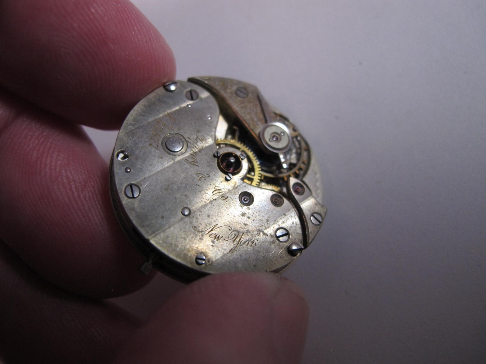 TIFFANY & CO NEW YORK VINTAGE SNAP ON DIAL NICKEL POCKET WATCH MOVEMENT