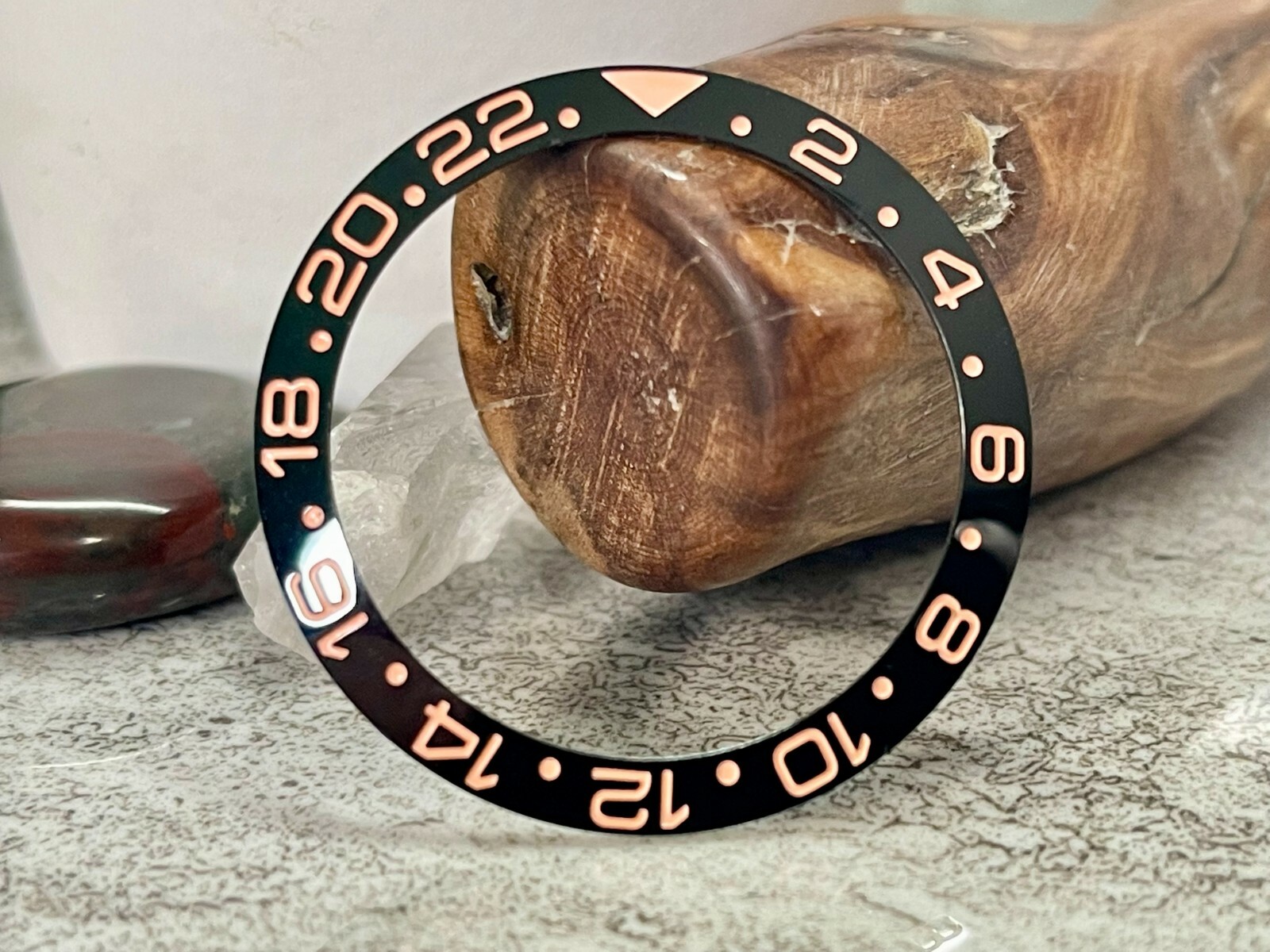 GMT Ceramic Black/RoseGold SLOPED Bezel Insert for Seiko SKX SRPD MOD-US Seller