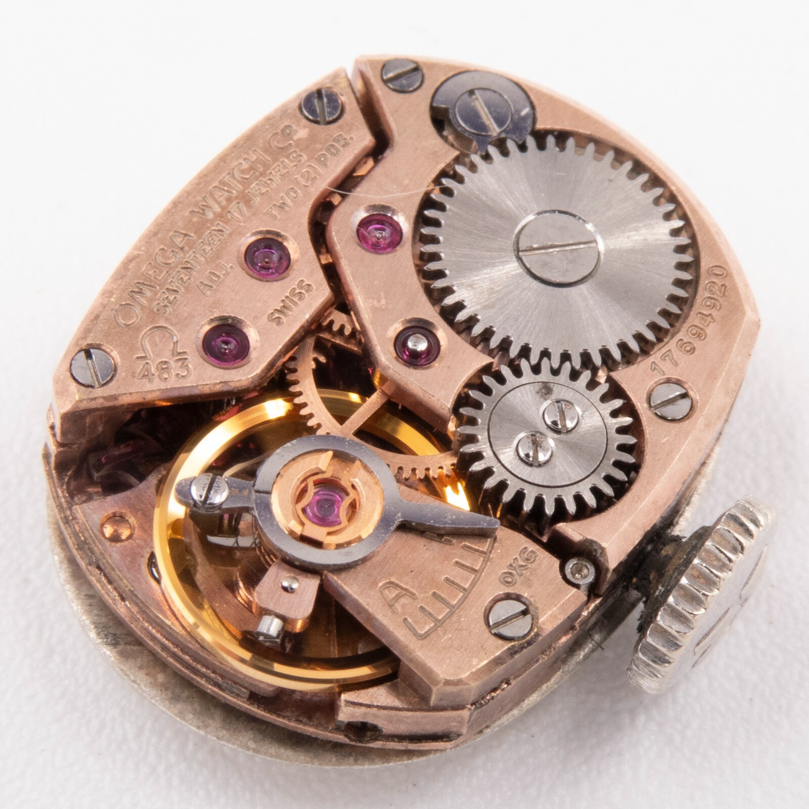 Vintage Omega Caliber 483 17-Jewel 2-Adjustment Wristwatch Movement, Runs