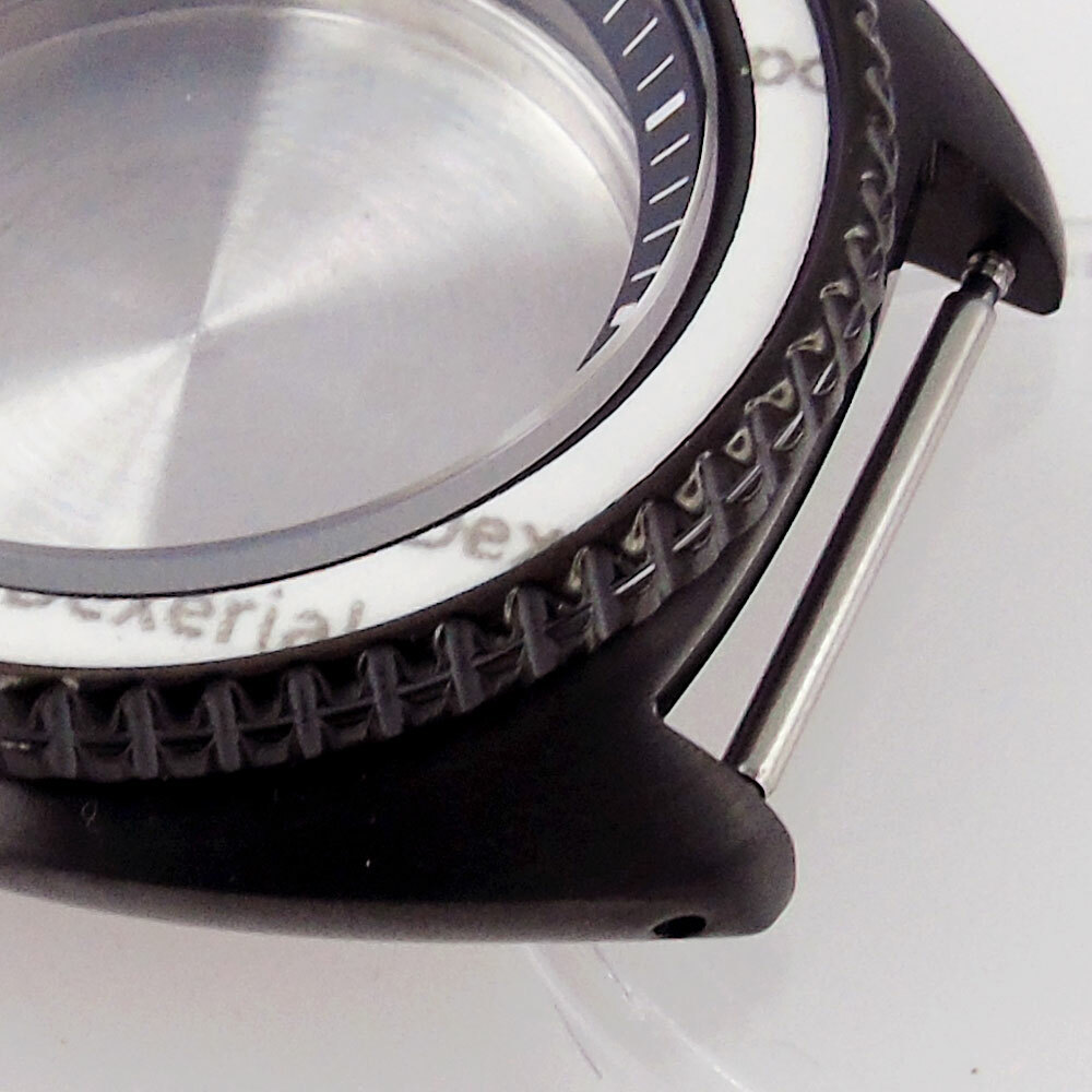 45mm Sapphire Watch Case For NH35/NH36 Chapter Ring Silver/Black Aluminum Bezel