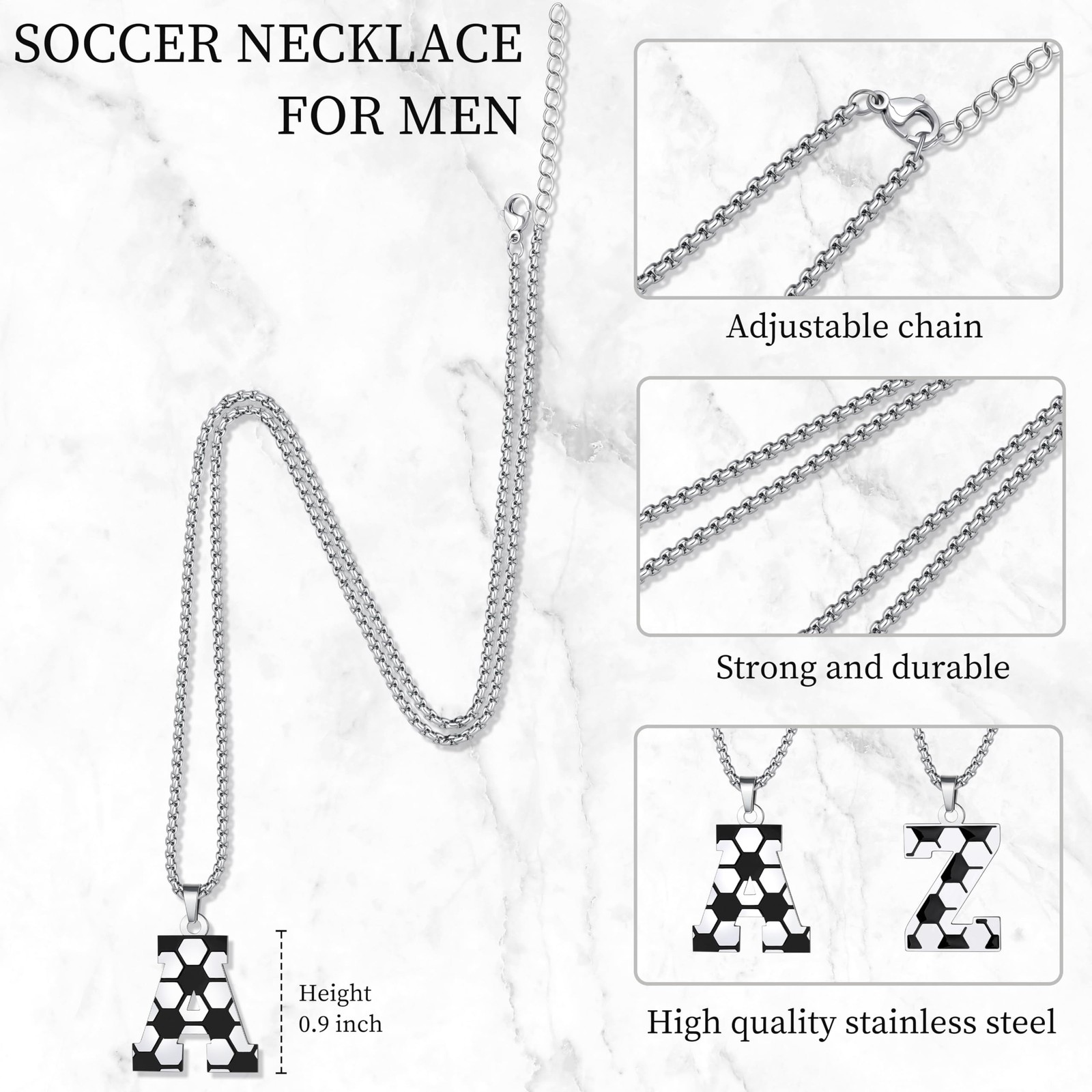 JoycuFF Soccer Gifts for Teenage A-Z Soccer Necklace for Son Grandson Players…