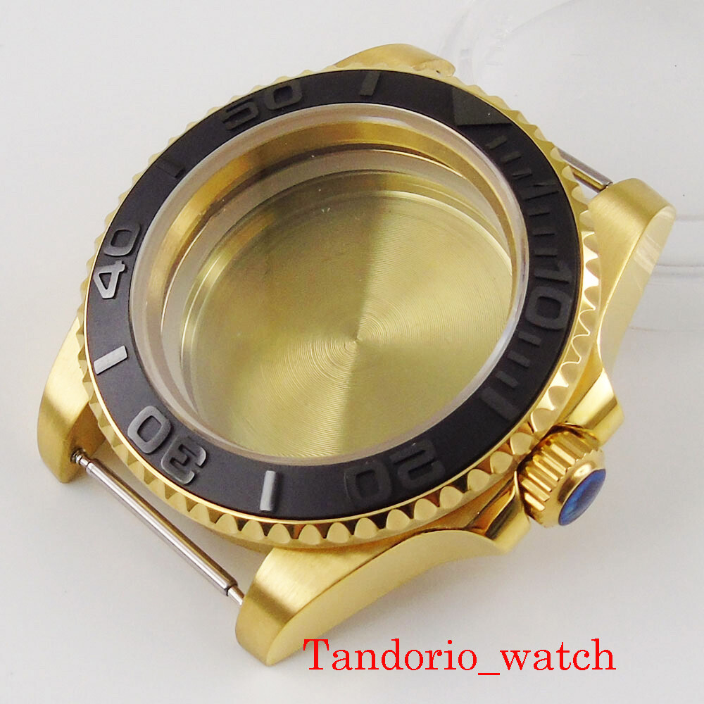 40mm golden plated men watch case fit NH35 MIYOTA 8215 movement sapphire crystal