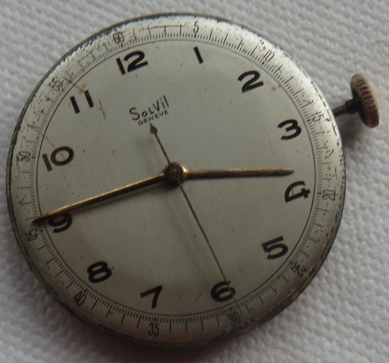 Solvil mens wristwatch movement & dial run but need service dial 31,5 mm.