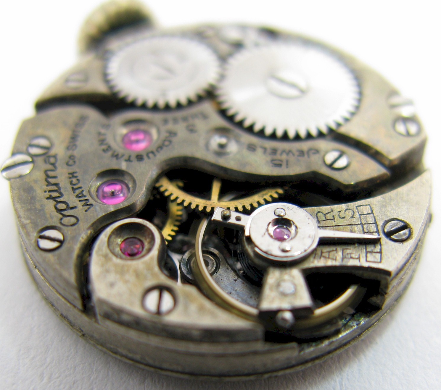 Swiss round movement Optima watch movement 15 jewels 3 adj. for project …
