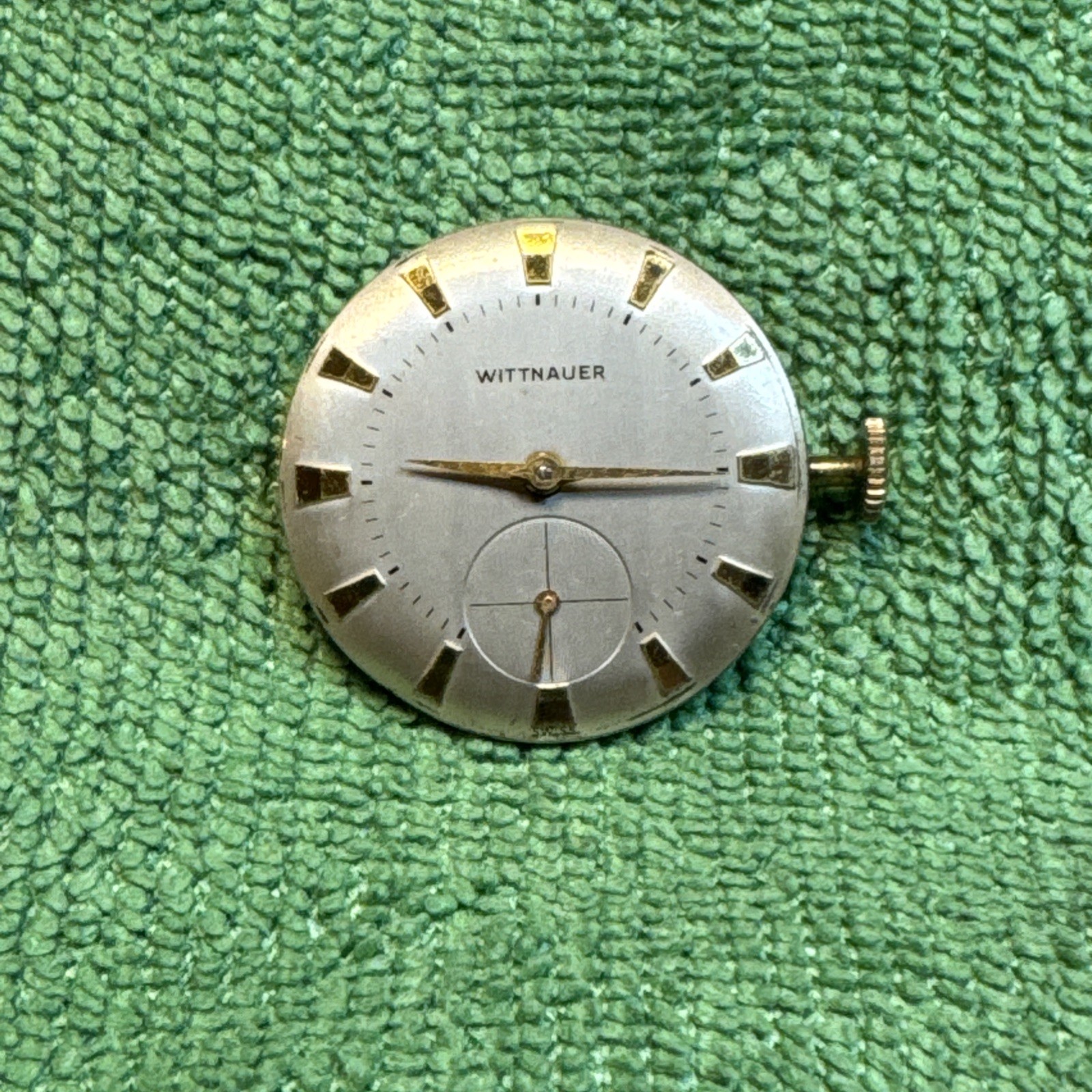Untested Vintage Wittnauer 76/3 Movement, Dial , & Hands. Very Clean Overwound.