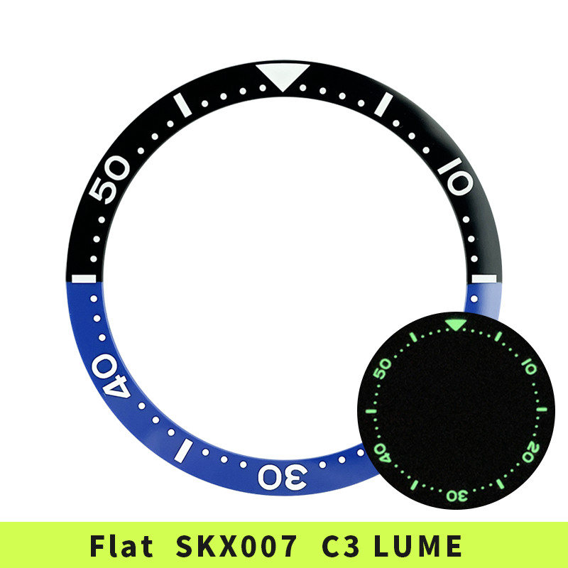 38mm C3 BGW9 Lume Ceramic Bezel Insert SKX007 Mod Parts BLACK/BLUE Batman