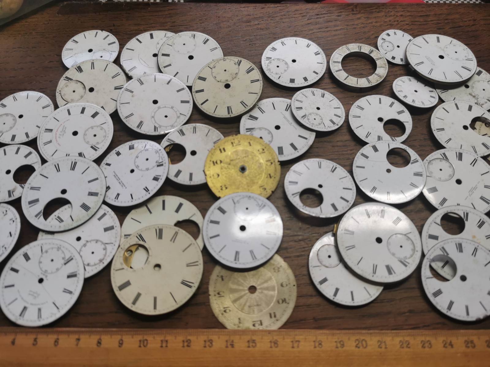 Pocket Watch Dials, Mostly Ceramic, Used, Various Sizes, Watchmaker Parts #R678