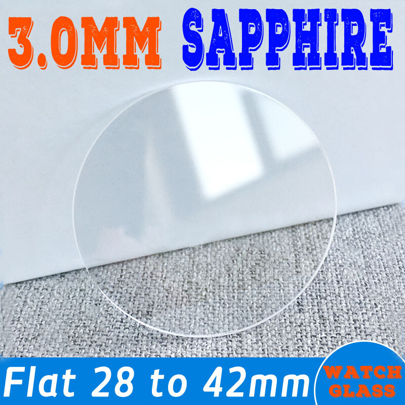 3mm Flat Round Sapphire Glass Watch Lens Mirror Mineral Crystal Glasses 28-42mm