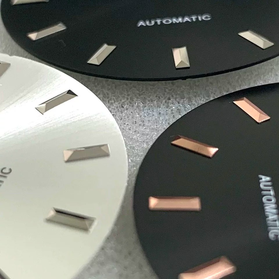 33mm Sunburst Black Dial Rose Gold Metal Peg Markers Fit NH35A NH36A Automatic W