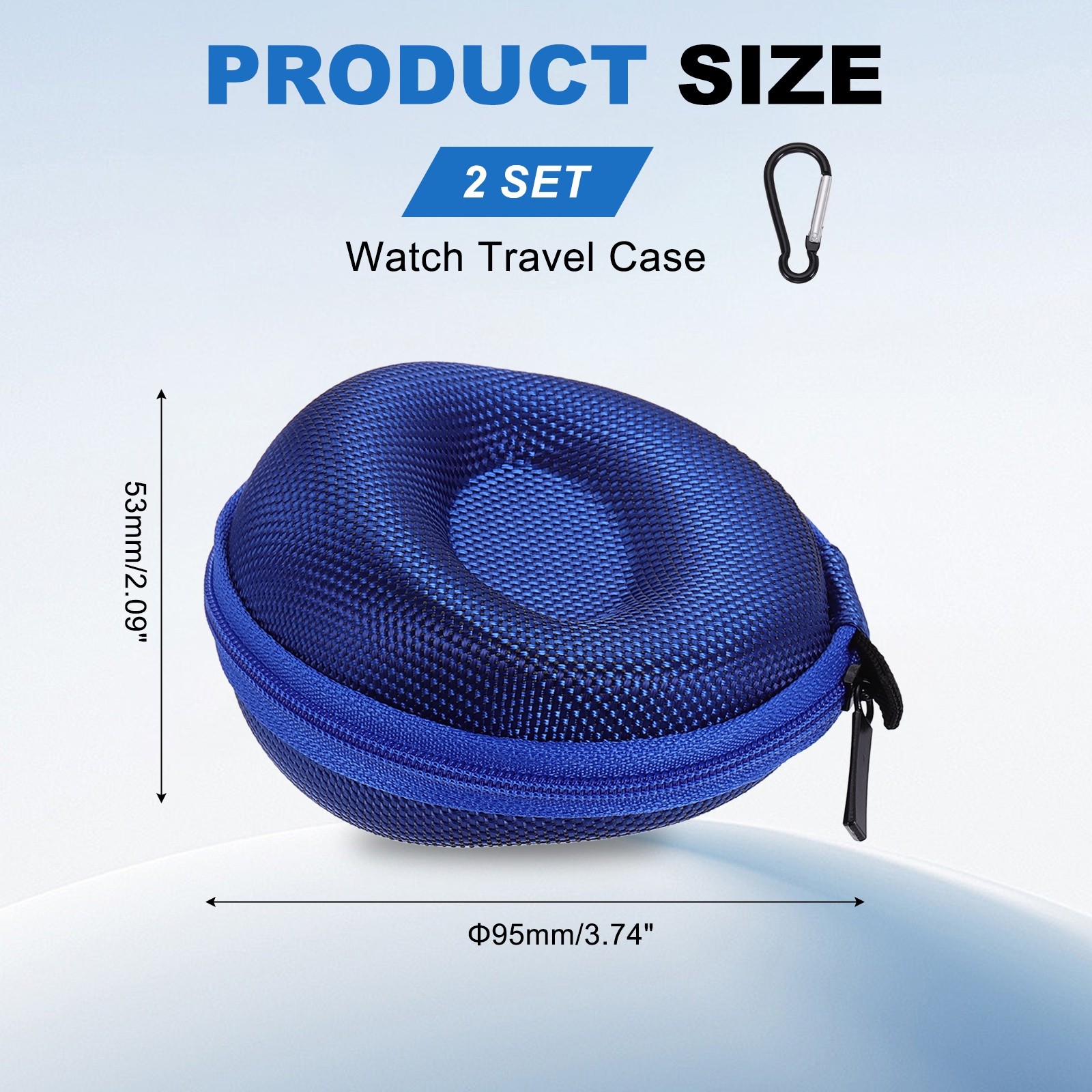 2pcs Watch Travel Case 1 Slot Watch Storage Box Up to 50mm / 2 Inch, Blue