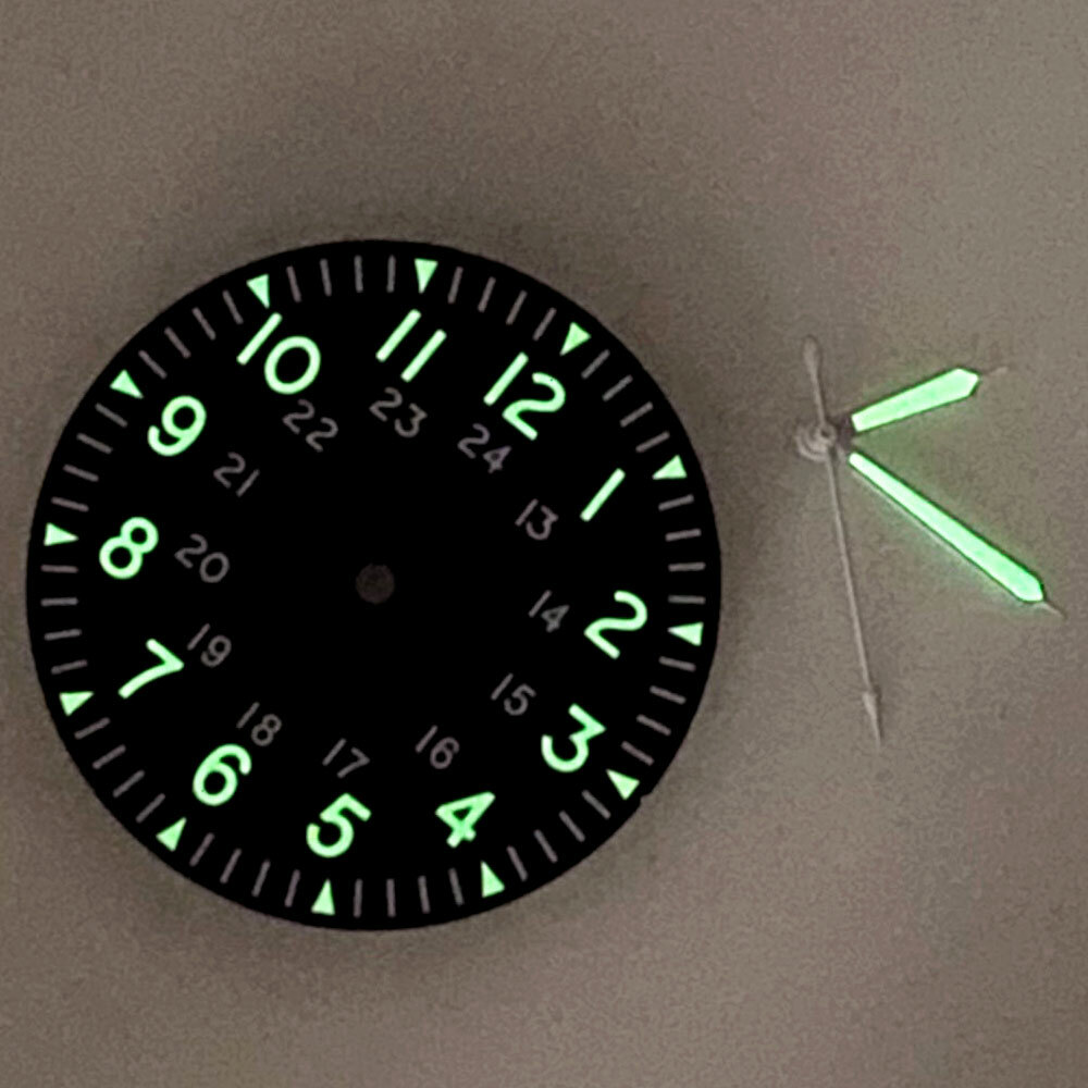 33.6mm black dial luminous mark fit vintage pilot style NH35 NH36 movement watch