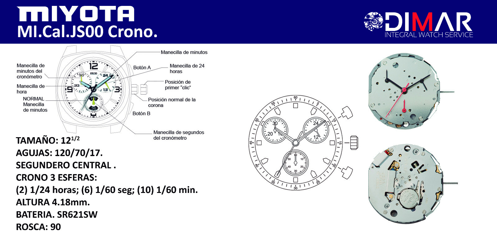 MIYOTA CAL. JS00 CHRONO Quartz MOVEMENT