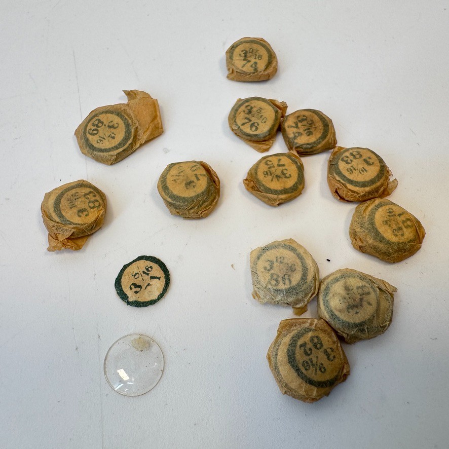 Lot of 13 Glass Mineral Domed Miniature Watch Crystals all near 8mm
