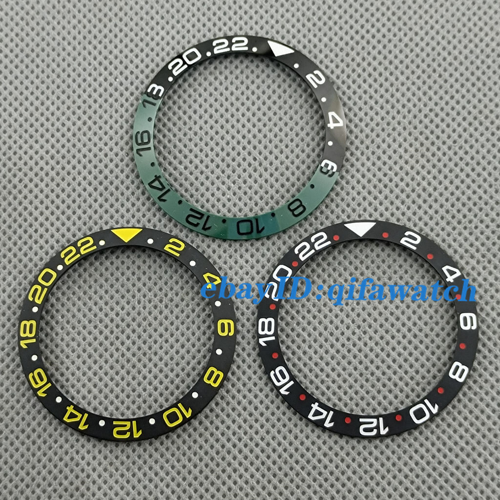38mm black blue green ceramic watch bezel GMT insert for 40mm automatic watches