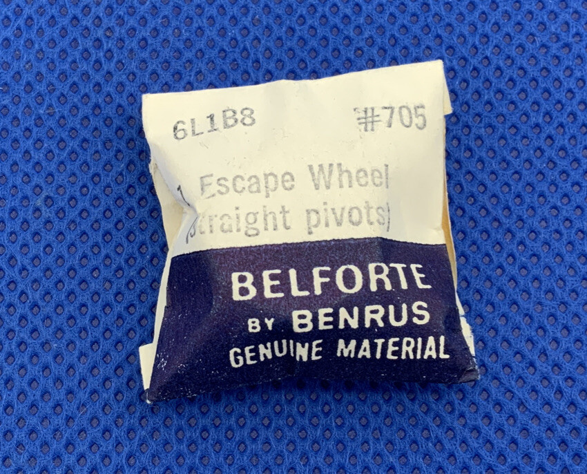 Belforte 6L1B8 705/1042 Escape Wheel Straight Pivots. Sealed. NOS 0-3 R