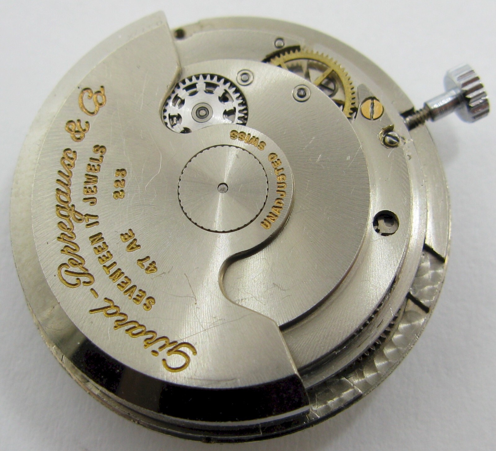 Girard Perregaux 47 AE 223 .. 17 jewels Gyromatic watch movement & dial for part