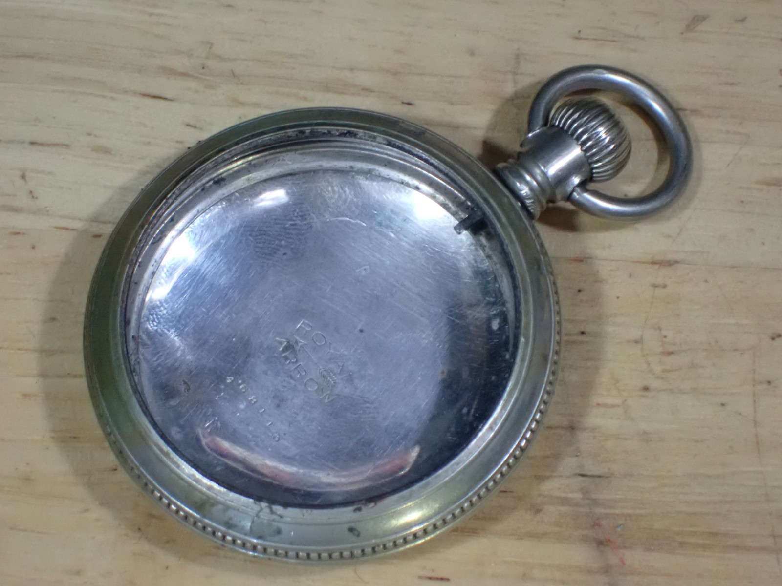 Vintage Royal Arrow Pocket Watch Case Silverode 18s Beaded Sides