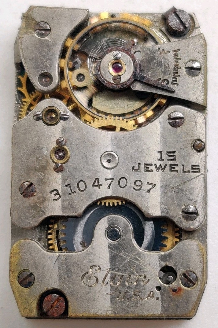 Vintage Elgin Grade 484 15 Jewel 18/0s Wrist watch movement Runs For Repair
