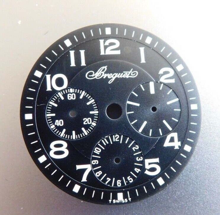 Vintage Breguet Aeronavale Type XX 3800 chrono Dial NOS Original 29,5mm black