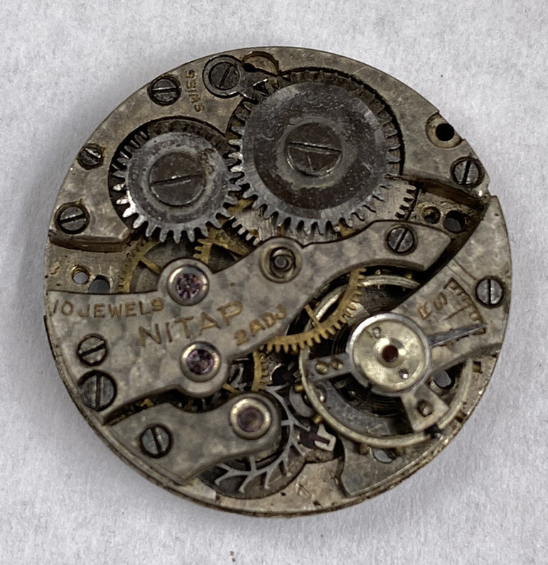 Vintage Nitap Watch Movement Repairs Parts Watchmaker 10 Jewels AS 574 Swiss