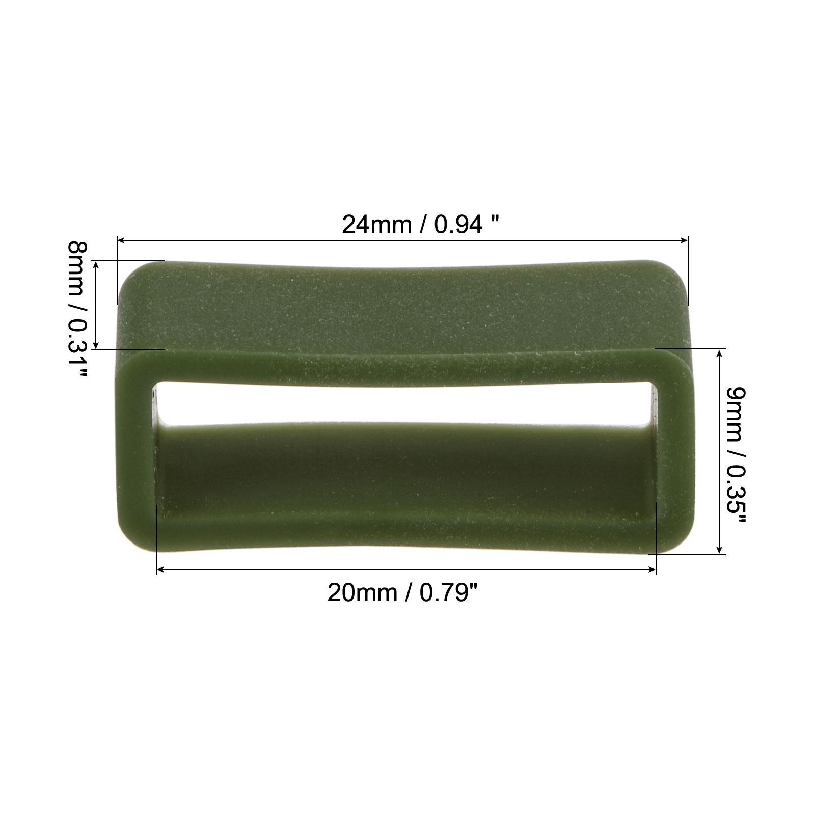 Watch Band Strap Loops Silicone for 20mm Width Watch Band, Dark Green 4 Pcs