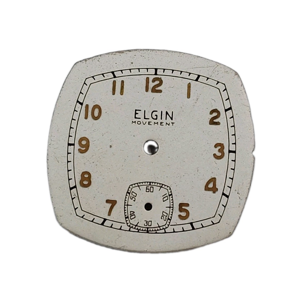 Elgin 25mm x 24.9mm Metal Raised Gold Numbers Wristwatch Dial Only 2033