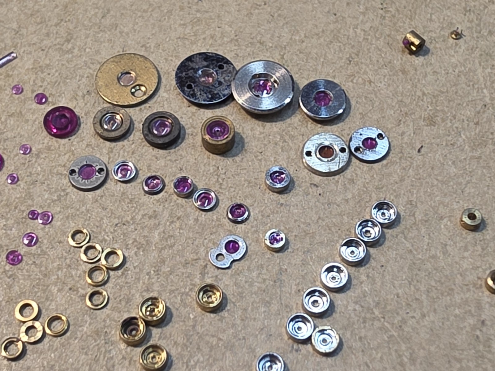 Lot Of 80 Mixed Pocket Watch/Wristwatch Jewel Parts-Jewel Settings, Unset Jewels