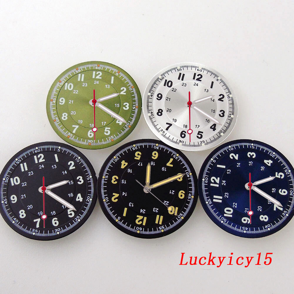 MOD New 29mm Sunburst Red Arabic Numerals Watch Dial For NH35 NH36 NH38 Movement
