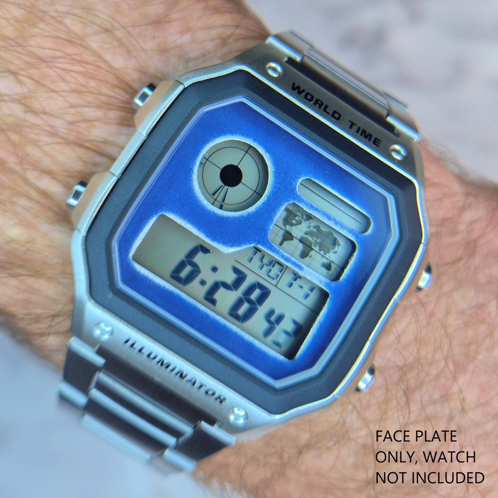 Laser-cut Aluminium Face Plate for Casio AE-1200, Anodised Distressed Appearance