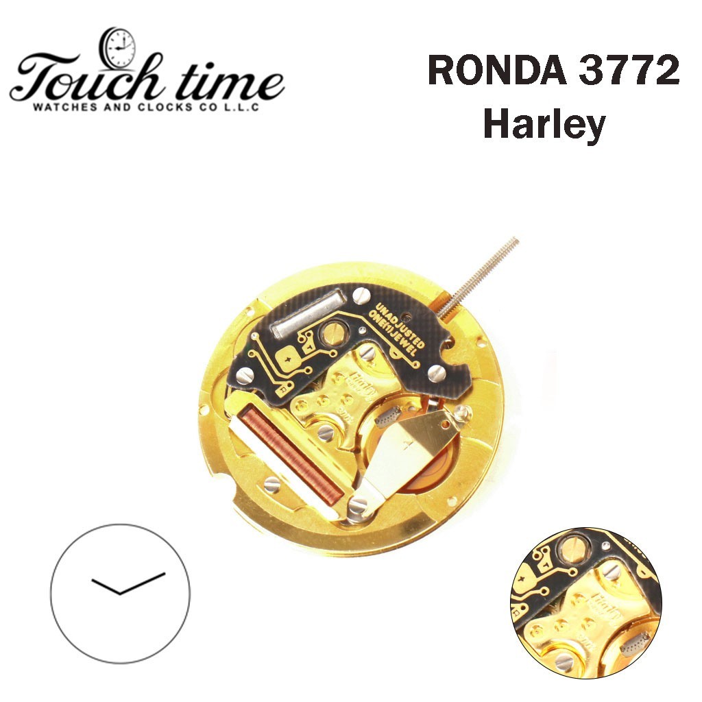RONDA 3772 Harley Quartz Watch Movement-2Hands-Without Disk-One Jewels-H:3.66mm.