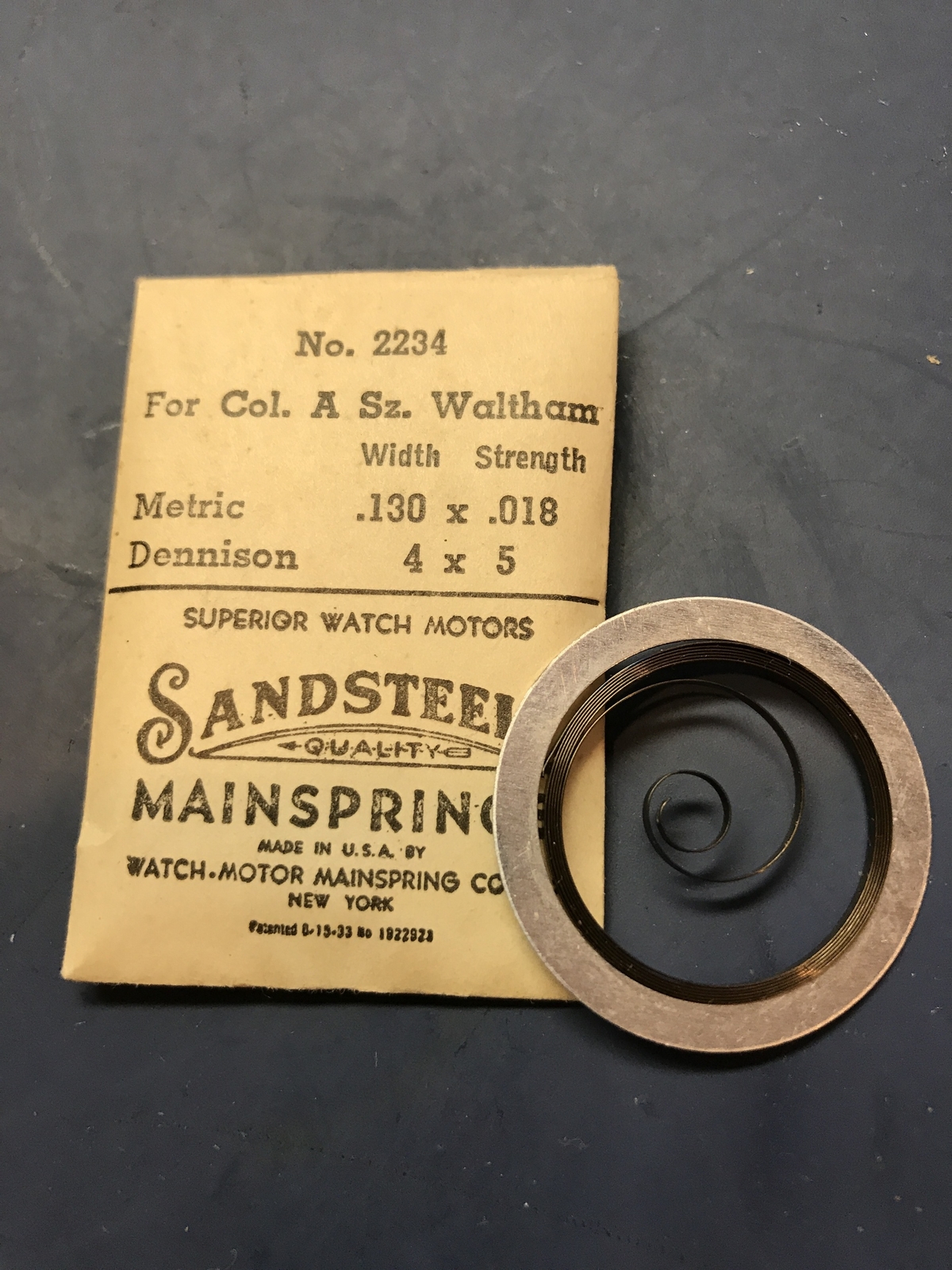 Sandsteel Mainspring for Waltham 12s Colonial A. No. 2234 – Steel