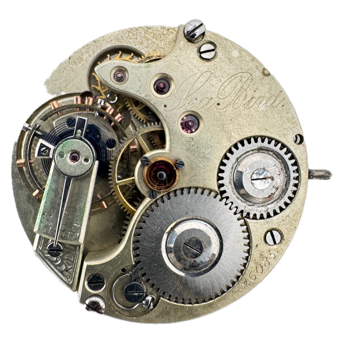 Antique 8s Sea Bird Mechanical Hunter Pocket Watch Movement Agassiz Swiss