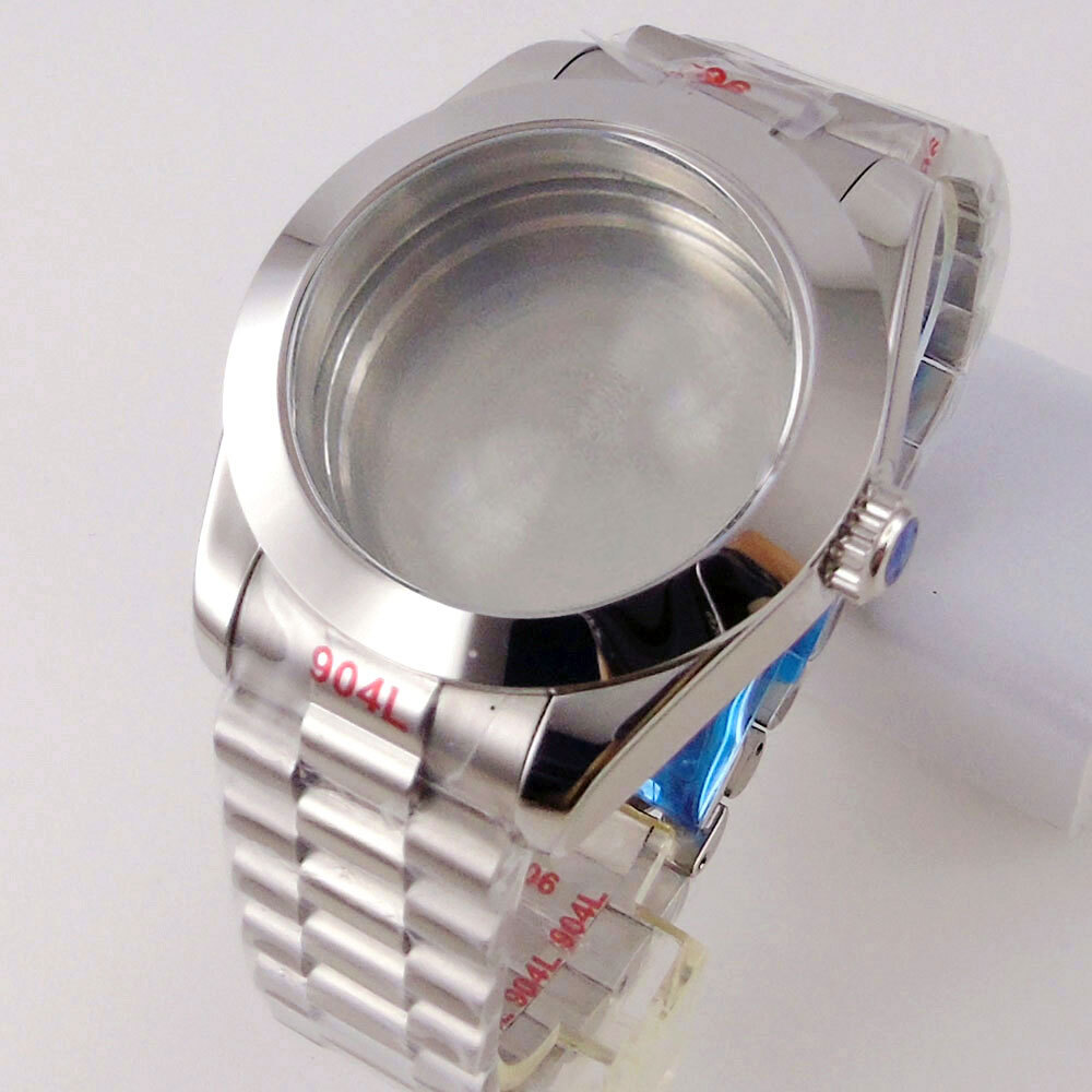 39MM Sapphire Glass Watch Case Fit NH35 NH36 8215 ETA 2836 2824 President Strap