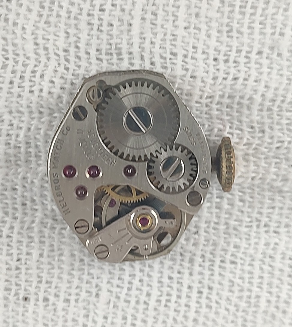 Vintage Helbros Swiss 17j Ladies Watch Movement & Duchess GF Band For Parts