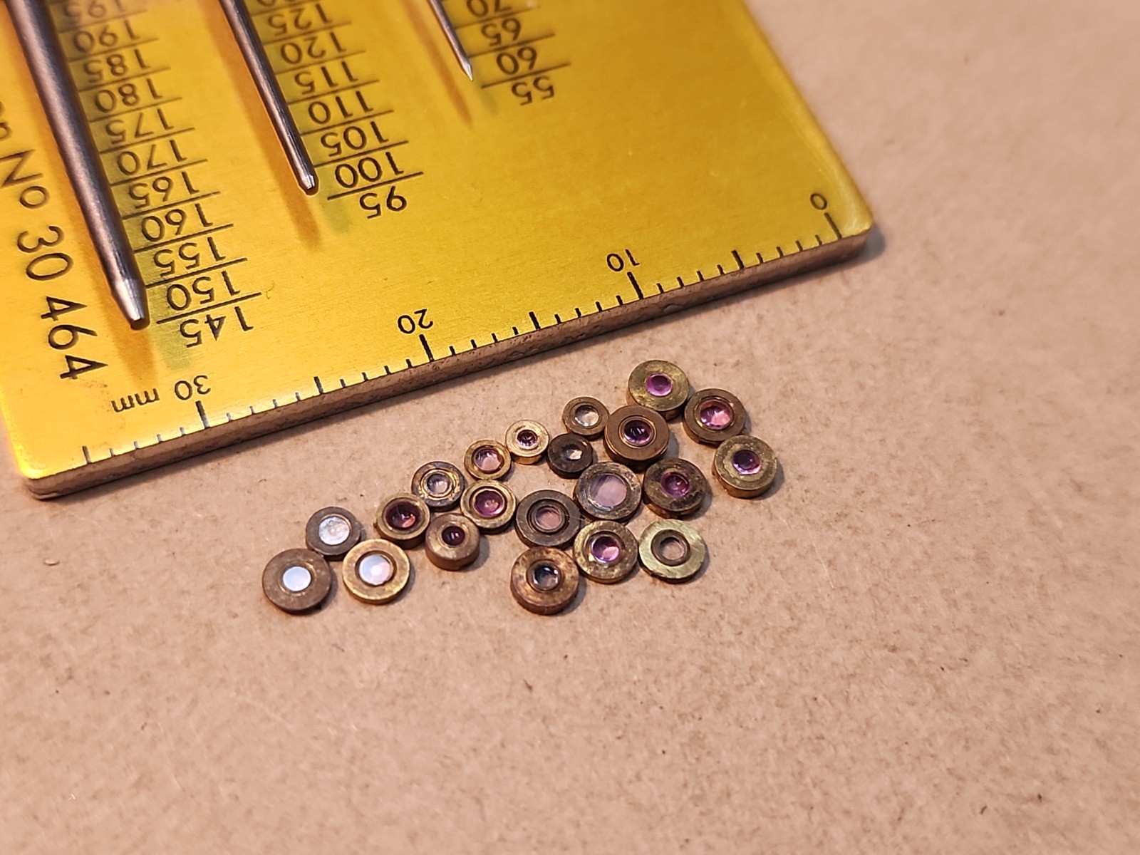 Lot Of 21 Mixed American Pocket Watch Cap Jewels Endstones Parts Spares