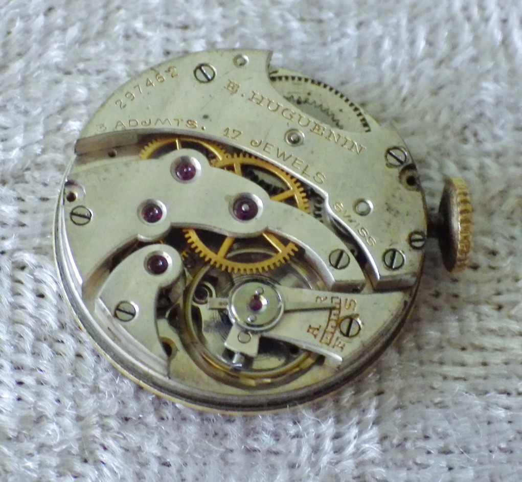 Vtg Huguenin ladies watch movements Bailey Banks dial wind-up Works & As Is 17J