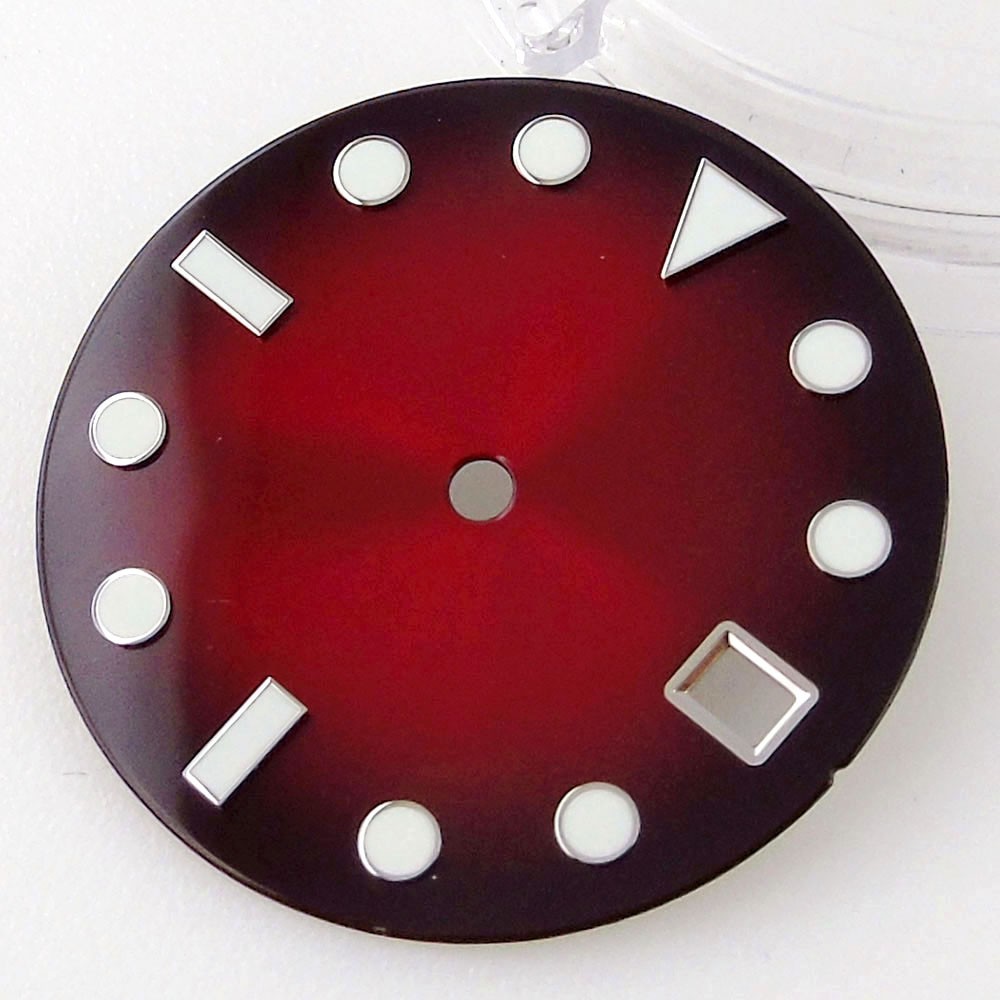 29mm Green Lume Five Color Sunburst Watch Dial For NH35 NH36 ETA2824 Miyota 8215